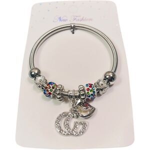 Fashion Silver Multicolored GG Stretch Charm Bracelet